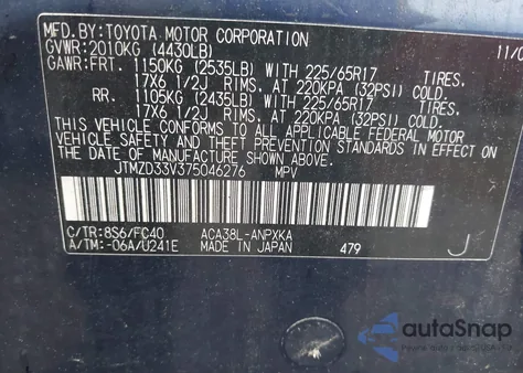 2007 Toyota Rav4 z USA, uszkodzony, nr VIN JTMZD33V375046276